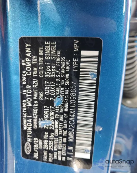 2020 Hyundai Tucson Se z USA, uszkodzony, nr VIN KM8J2CA4XLU098657